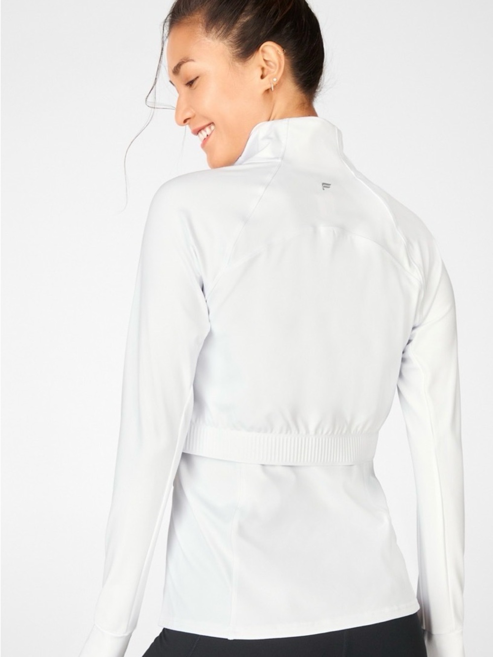 Fabletics White Long Sleeve Athletic Jacket size md